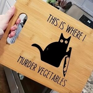 Funny Cat Bamboo Cutting Board NWT